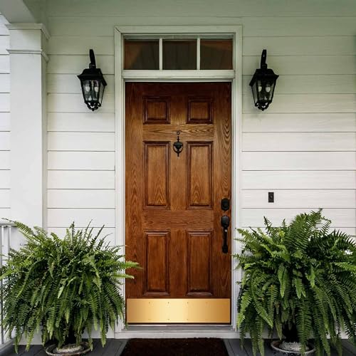 Bikykose 2pcs 30×8Inch Aluminum Door Kick Plates for Exterior Doors – Decorative Protection to Prevent Damage from Kicking – Stylish and Durable Door Kick Plate(Golden) by Bikykose - Used condition - Image 5