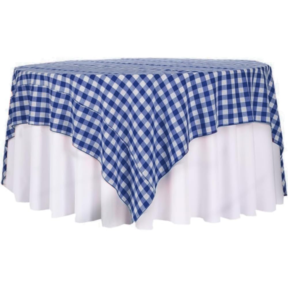 Venuscello - Pack of 25 Blue Gingham Paper Table Covers Square Tabletop Disposable Folded Cloth for Buffet Table & Birthday Parties - 90cm x 90cm โ image 1