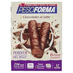 Pesoforma Barrette Cioccolato al Latte, Pasti Sostitutivi Dimagranti, solo 234 Kcal, Ricco in Proteine, 6 Pasti