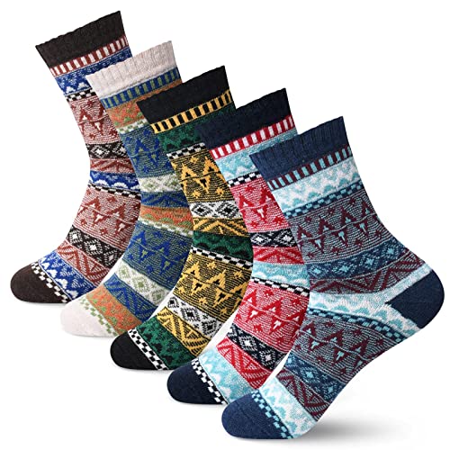 5 Pairs Socks Women's Autumn And Winter Thickened Mid Barrel Wind Wave Socks Womens Holiday Socks (A, One Size) #TOP25