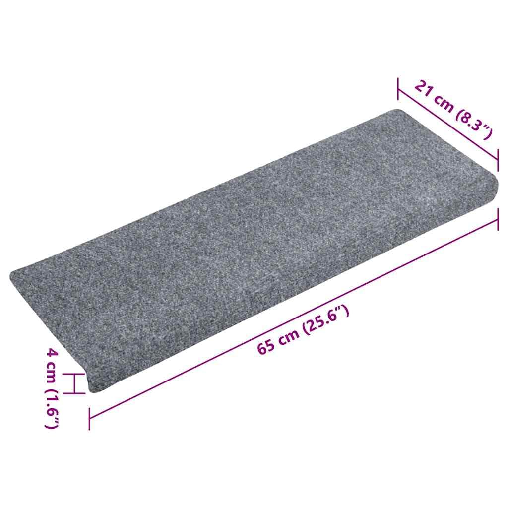 vidaXL Tappetini per Scale autoadesivi 20 pz 65x21x4 cm Grigio Chiaro Bordo Rettangolare