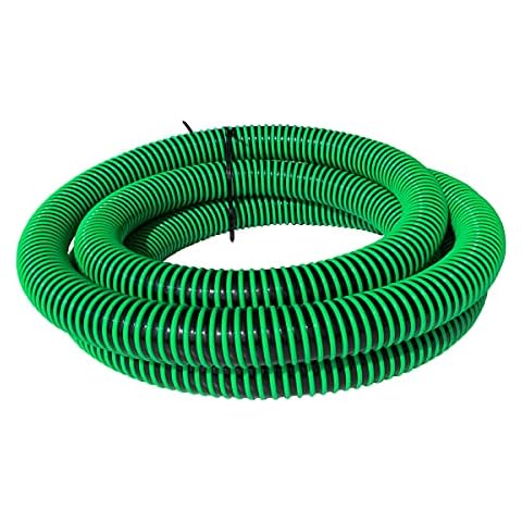 Gloxco Heavy Duty EPDM All Weather Suction Hose, Black Tube, Lime Green Helix, 50 PSI Max Pressure, 2" Inside Diameter, 20 ft Length Cover