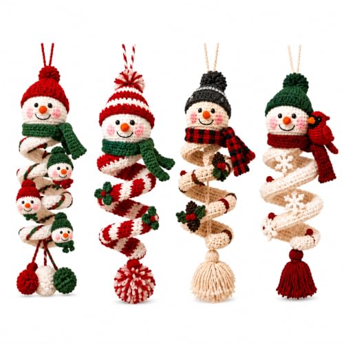 Crochet Snowman Spiral Ornament DIY Kit, Christmas Craft for Adults