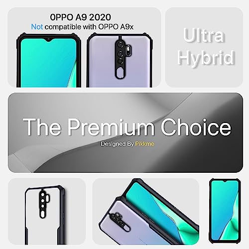 Image of Pikkme Oppo A5 2020 /A9 2020 Back Cover Crystal Clear Transparent Back Ultra Hyrbid Full Camera Protection Raised Edge Bumper Back Case for Oppo A5 2020 /A9 2020 (Plastic, Black)