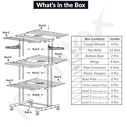 Image of Plantex Clothes Stand for Drying Clothes /Stainless Steel Cloth Drying Stand Folding /3 Layer Stand for Cloth Drying - Aeronest (Chrome & Gray)