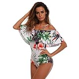 JJ-GOGO One Piece Swimsuit Floral Print - Womens Sexy Flounce Personalized Print Beach Party One Piece Bikini Swimsuit