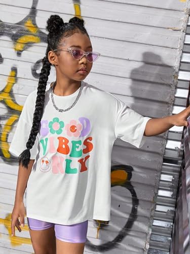 Image of Flower Girl Shirt Graphic Tees Cute Preppy Shirts Kids Letter Print T Shirt Fun Summer Cotton Youth Soft Tops