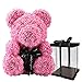 Produktbild Prettyui Rose Teddy Bear Shaped künstliche rosa Blumen Puppen für Weihnachten Neujahr Thanksgiving Day Hochzeit Geburtstagsgeschenke
