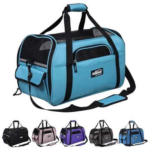 EliteField Soft Sided Pet Carrier (3 Year Warranty, Airline Approved), Multiple Sizes and Colors Available (Medium: 17″ L x 9″ W x 12″ H, Sky Blue)