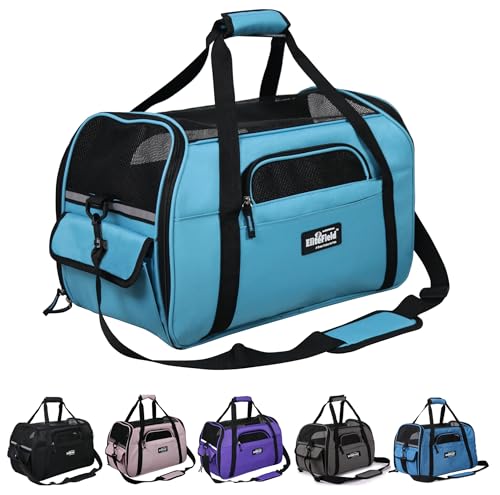 EliteField Soft Sided Pet Carrier (3 Year Warranty, Airline Approved), Multiple Sizes and Colors Available (Medium: 17.0" L x 9.0" W x 12.0" H, Sky Blue) by EliteField - Used condition - US$19.01