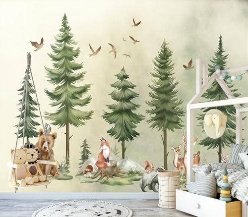NCSBBSS-Animals Play in the Forest; Suitable for Children's Rooms and Nurseries Wallpaper Mural Wallpaper Peel and Stickr 80" X 61" by NCSBBSS - Used condition - Image 2