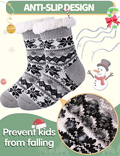 Image of MOGGEI Girls Slipper Fuzzy Socks Kids Boys Fluffy Fleece Lined Warm Plush Sherpa Winter Child Home Socks