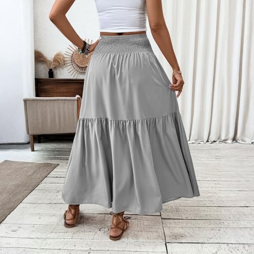 Women's Skirts Bohemian Summer Long Skirts Flowy High Waist A Line Maxi Skirts, S-XL2