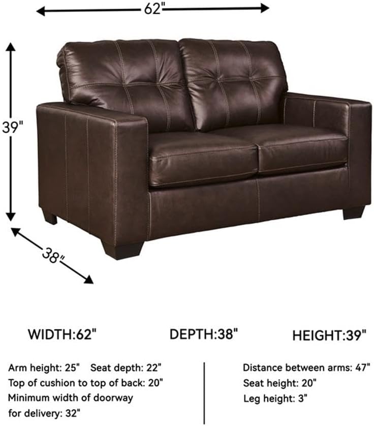 BOWERY HILL 2-Piece Living Room Set of Loveseat & Sofa in Dark Brown
