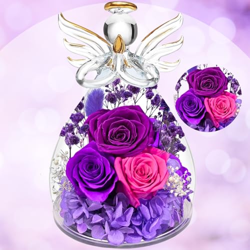 ASTRYAS Rosa Preservada con Ángel en Vidrio miniatura 1