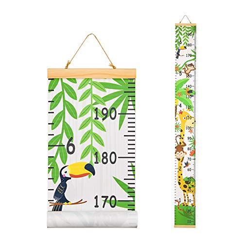 Basumee Tabla de Crecimiento Infantil Medidor Niños Altura Gráfico de Crecimiento Regla Altura Infantil Colgante Regla de Medición Registro de Altura Decoración de Habitación de Niños, Zoo Cover