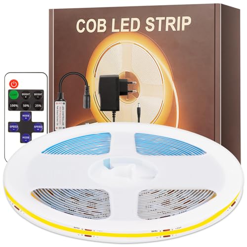 COB LED-strip 6M warm wit, 24V LED-strip 2700K dimbaar,320LED's/M, met RF-afstandsbediening, voor onderkast, tv, keuken, woonkamer, doe-het-zelf