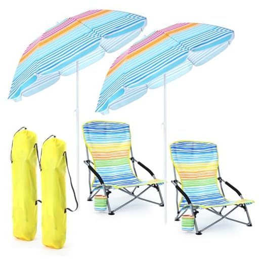 Huwena Beach Chairs with Umbrellas Set