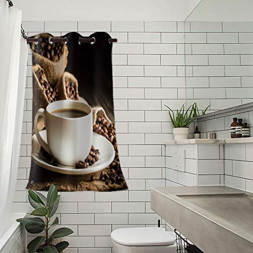 Cycoshower Blackout Curtain Room Darkening Window Curtain Coffee Cup With Coffee And Coffee Beans Grommet Ultra Soft Curtain For Wall Decor Home Decor- 54X84Inch #TOP2