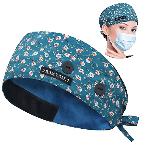 Image of ABAMERICA Working Caps with Button and Sweatband, Adjustable Working Hats for Women Men, One Size(Tie Back or Toggle)