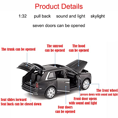 Black Rolls Royce Cullinan Toy Pull Back Vehicles Diecast Car Model With Light & Sound #TOP1