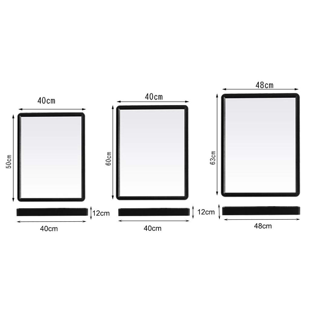 40 x 50 cm Specchio da Parete HD con Cornice in Metallo Nero Specchio per Trucco da Barba Grande con mensola, Design Semplice ed Elegante per Il Bagno
