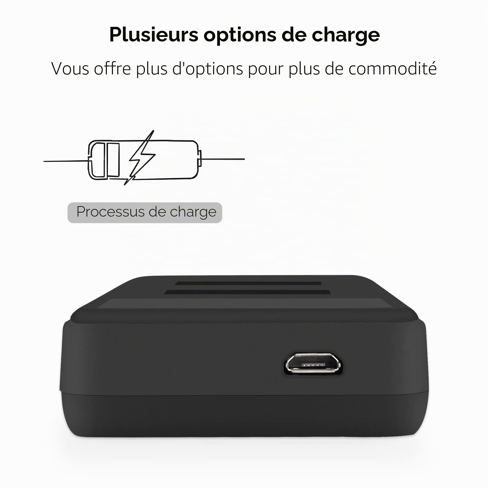 2 pièces 1600mAh pour Batterie de caméra GoPro AHDBT-201/301 avec Double Chargeur de Batterie pour Batterie Gopro Hero 3 3+ AHDBT-301, AHDBT-201
