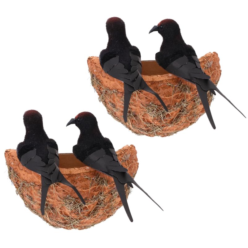 Ciieeo 2X Schwalbennest Deko Künstliches Vogelnest Kunstnest Schwalben Rauchschwalben Mehlschwalben Nistkasten Modell Basteln Gartendeko Wanddeko Balkon