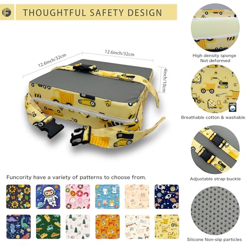 Image of Toddler Booster Seat for Dining Table, Portable Booster Seat for Kitchen Chair, 4 Inch High-Density Foam Cushion with Adjustable Safety Straps and Non-Slip Bottom, Perfect for Kids Travel and Daily