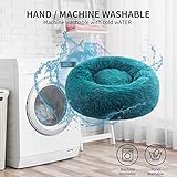 BVAGSS Hundebett Rund Katzenbett Flauschig Donut Kuscheliges Hundekissen Waschbar Ultra Weicher Plüsch Haustierbett für Kleine, Mittelgroße und Große Hunde, Katzen XH034 (Diameter:40 cm, Cyan)