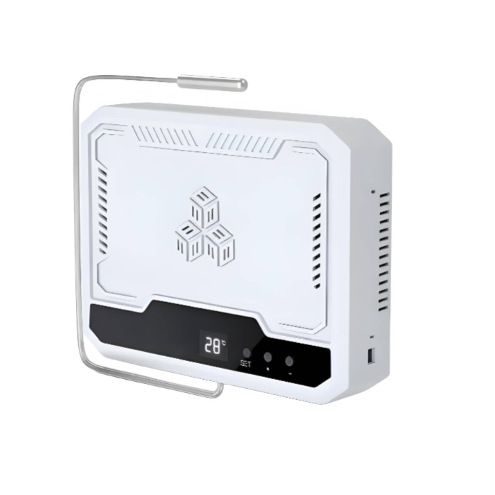 Calefactor con Pantalla Digital Compacto Termoventilador Eléctrico Calentador para Terrarios, Blanco, NR-14 Blanco