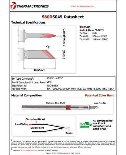 Image of Thermaltronics S80DS045 Knife 4.50mm (0.177in) interchangeable for Metcal SSC-861A