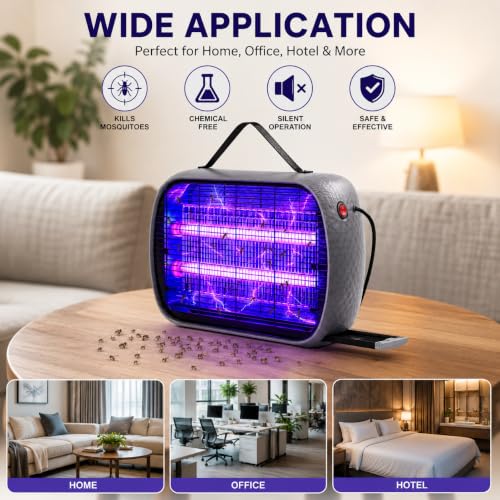 Image of Electric Mosquito Killer, Fly Insect Killer Machine, Insect Bug Zapper,Fly Catcher and Trap Killer LED Lamp for Restaurants,Home,Office,Bedroom (Light Grey)