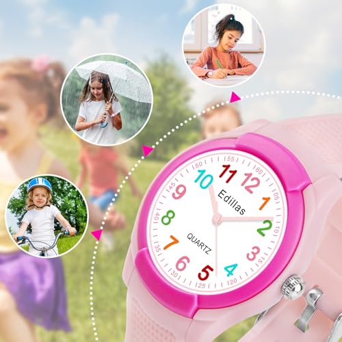 Image of Edillas Kids Teens Watch Analog Girls Boys, Waterproof Stylish Watch for Children,Students with Soft Silicone Strap for Kids Teens 4-16 Years Old