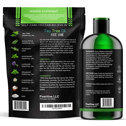 DAILY REMEDY Tea Tree Oil Foot Soak and Body Wash Set - Get Rid of Nail Fungus, Odors, Irritation, Bacteria and Foot Calluses - All Natural Foot Care Products Made in USA