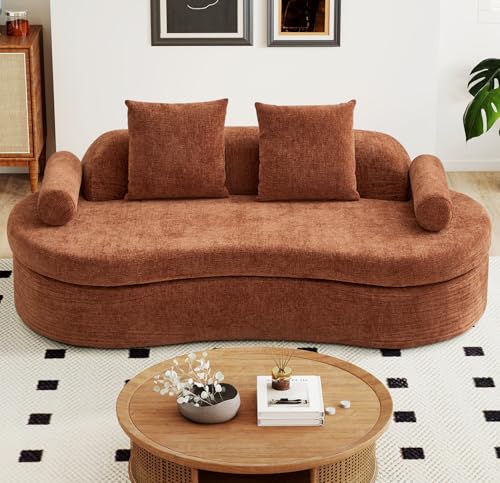 AVZEAR 78" Curved Loveseat Sofa, Chenille Upholstered 2 Seater Couch