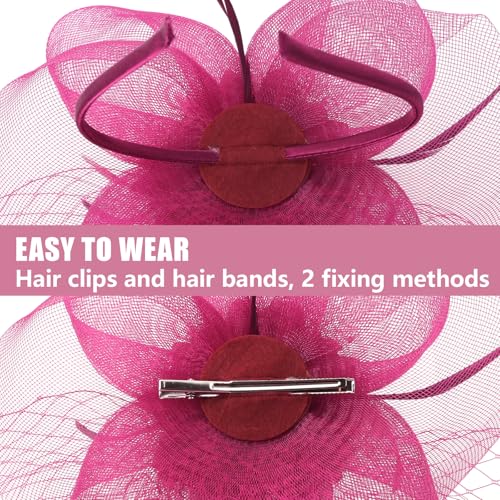 Image of DRESHOW Women Fascinator Hats Tea Party Hat Vintage Pillbox Hat Headband for Cocktail