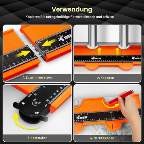 JOREST Anschließbare Konturenlehre 25+12cm, Weihnachtsgeschenke für Vater Männer Handwerker, Konturenlehr Groß Feststell, Konturschablone… – Ansicht 3