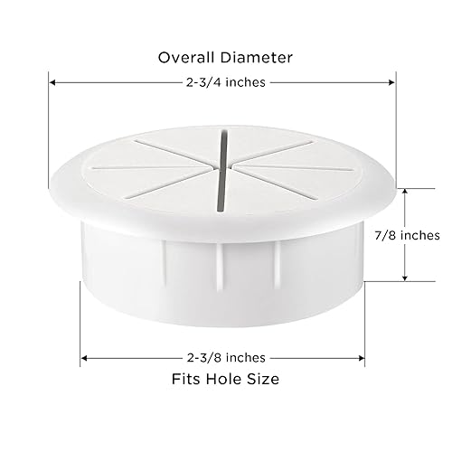 Vista 4 de HYCC Paquete de 5 ojales flexibles de escritorio de 2-3/8 pulgadas, organiza cables y cables en equipos de oficina, componentes de computadora
