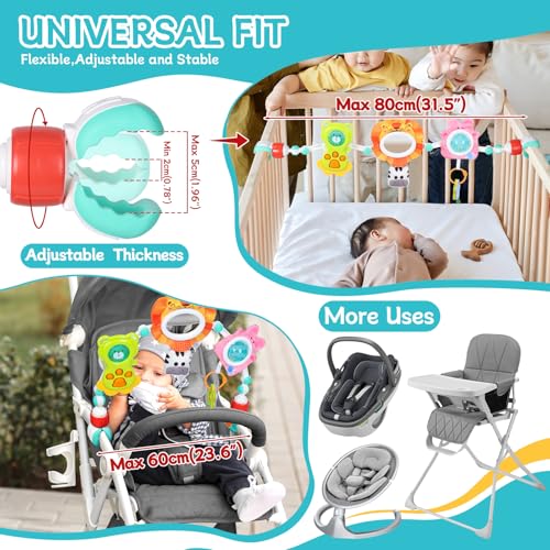 Image of Orzbow Adjustable Stroller Hanging Toys, Arch Crib Mobile with Fascinating Toys to Stimulate Baby's Senses and Develop Motor Skills, Baby Mobile for Bassinet, Car Seat & Bouncer, Lion