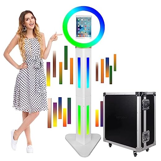 HITUGU Portable Photo Booth Selfie Station Machine for 12.9'' iPad Pro 6th/5th/4th/3rd Generation,Photobooth Stand with Software,RGB Ring Light,Music Sync RGB Light Box,Remote Control, for Party