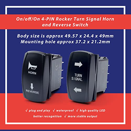 Universal Atv Utv Sxs Turn Signal Street Legal Kit With Turn Signal Rocker Switch Horn Flasher Relay Fuse Line Reverse Light Compatible With Polaris Rzr Ranger Xp Turbo Can-Am Golf Cart Beach Cart #TOP3