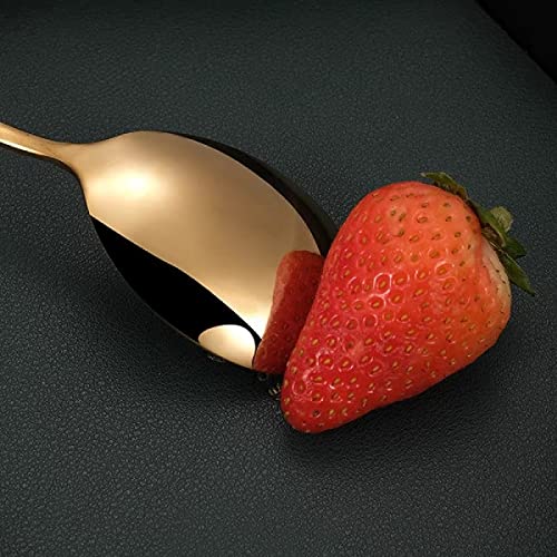 Image of YANCI 8 Pieces Gold Dinner Spoon, Stainless Steel Tablespoons, Korean Soup Spoons for Rice Cereal with Titanium Plating Frosted 8.11 inch Long Handle Spoon, Premium Food Grade Golden Silverware (Random)