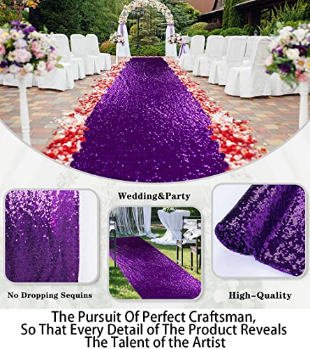Partisout Aisle Runners For Weddings 2Ftx15Ft Royal Purple Sequin Aisle Runner Rustic Outdoor Rug Runner Aisle Runner For Ceremony Sparkle Carpet Runner Payette Runner For Grass Indoor Party #TOP3