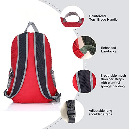 Outlander Packable Handy Lightweight Travel Hiking Backpack Daypack-Red-L #TOP3