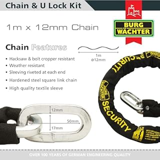 Burg Wachter Sold Secure Diamond 12mm 1M Bike Chain & Lock Kit