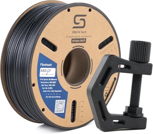Siraya Tech Fibreheart ABS-CF Core Black Filament - 20% Carbon Fiber Reinforced ABS, Superior Strength with Enhanced Layer Adhesion, 1.75mm, 1KG Spool