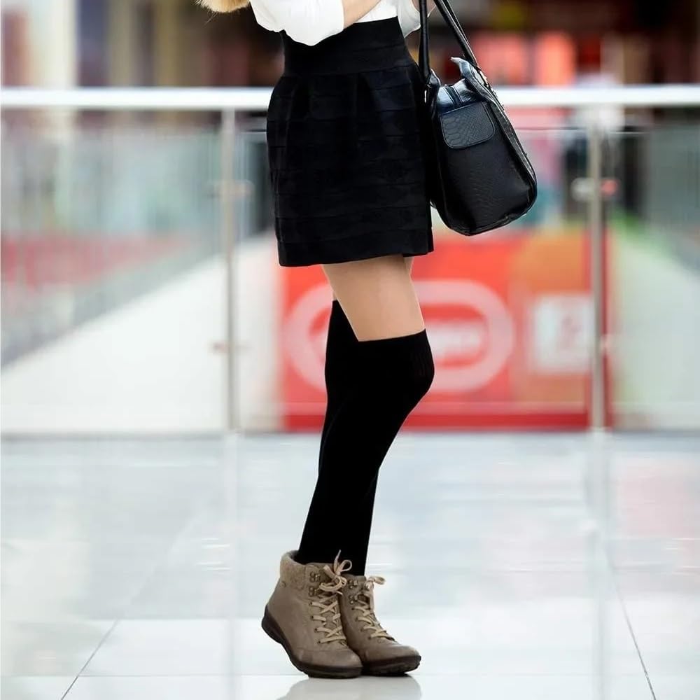 6 pares de calcetines por encima de la rodilla, cálidos, for mujer, for uso diario y cosplay.