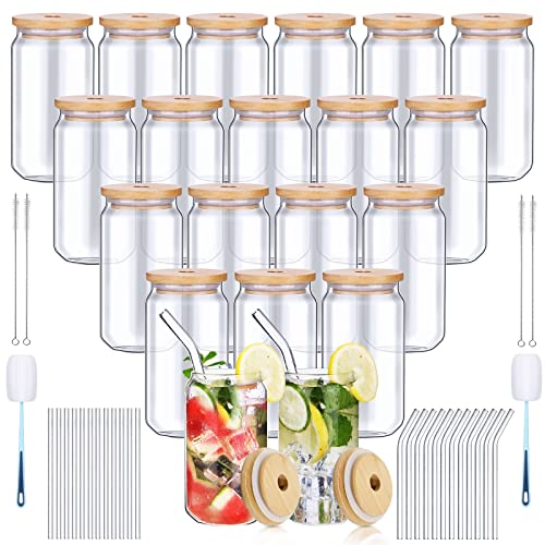 Bierdosenglas mit Bambusdeckeln, 20 Stück Cover