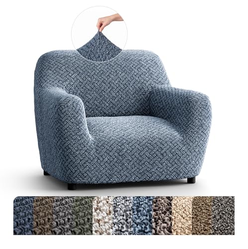 PAULATO BY GA.I.CO. Chair Cover - Stretch Armchair Slipcover - Armchair Cover for Pets and Kids - Soft Chair Slipcovers - Easy to Clean Furniture Protector - Microfibra Print - Venezia Blue